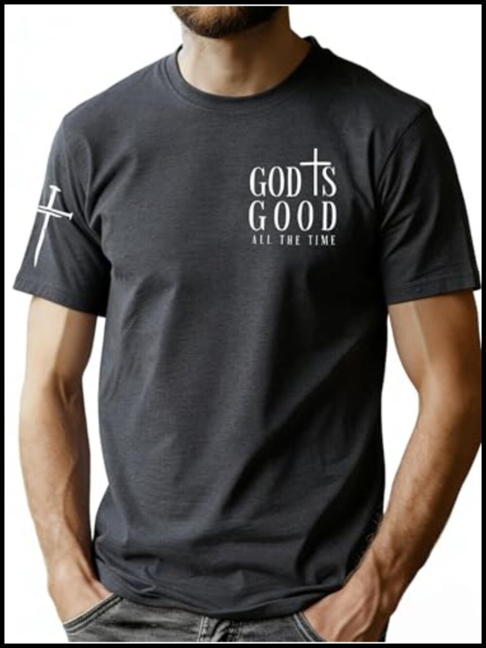 Men's Vintage Jesus Faith Graphic Tee Christian Cross Religious T-Shirt Crew